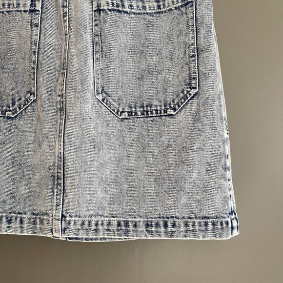 NWT SEA Betty Acid Wash Mini Skirt Size 2 Blue Denim High Waist Paperbag Chic - Picture 13 of 16